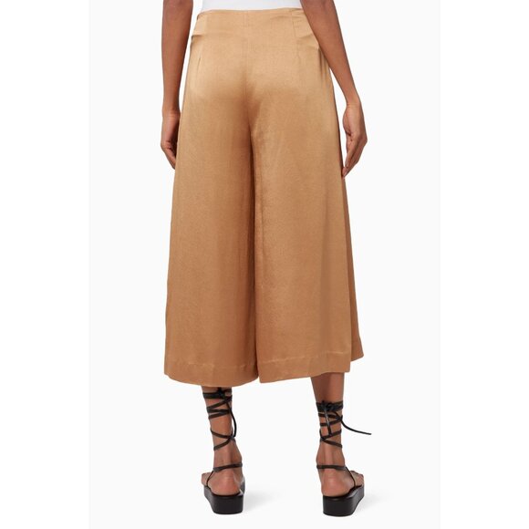 NWT Vince Drape Culotte in Pale Walnut Gold Satin Super Wide Crop Pants 16 - Picture 4 of 8